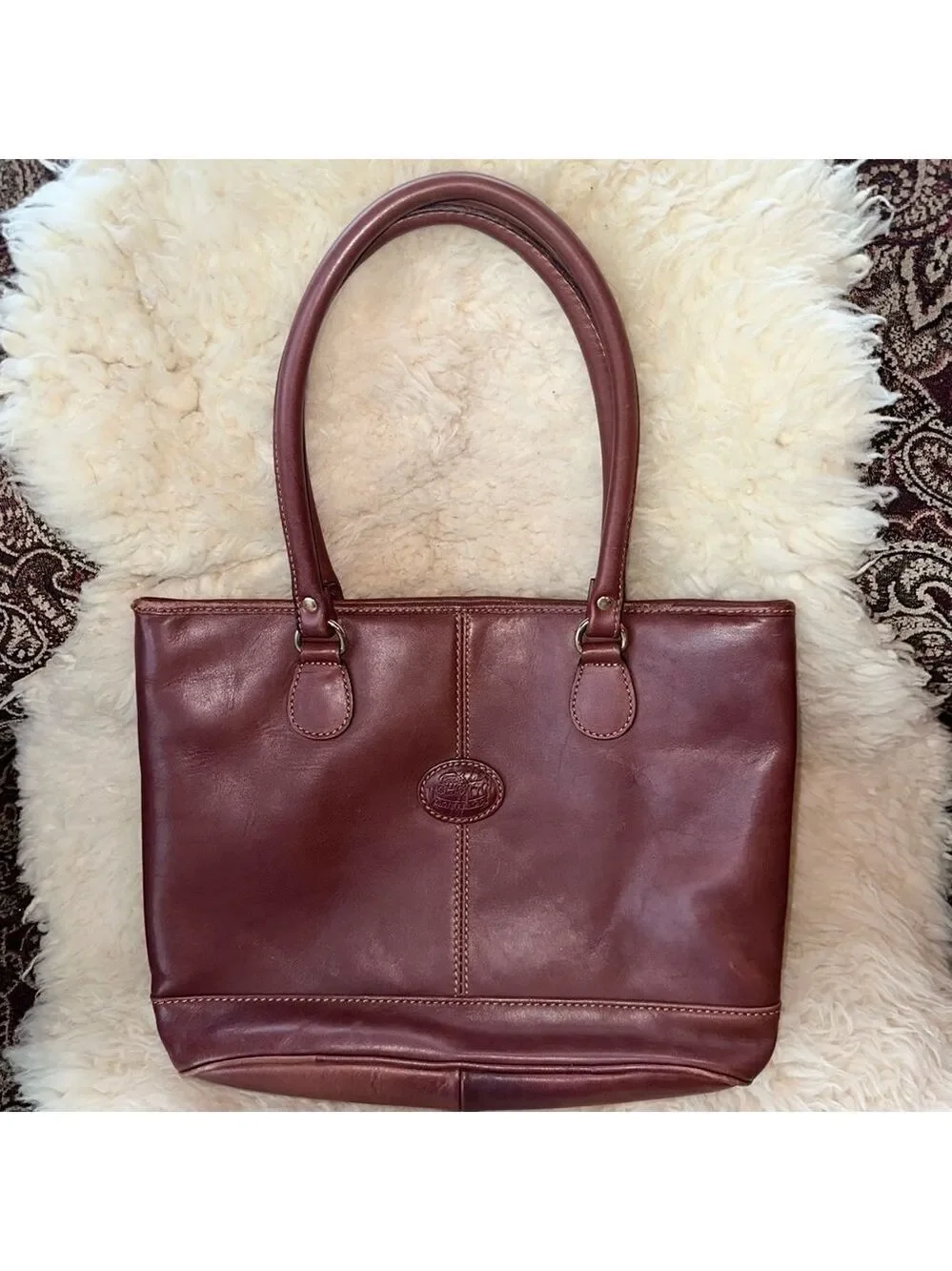 EUC Women's Cobb & Co Leather Tote Double Handle Purse Handbag Med Brown